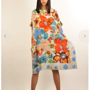 Antoni & Alison Cream Floral Silk Midi Dress - 10